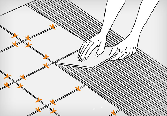 coller les carreaux et les fixer